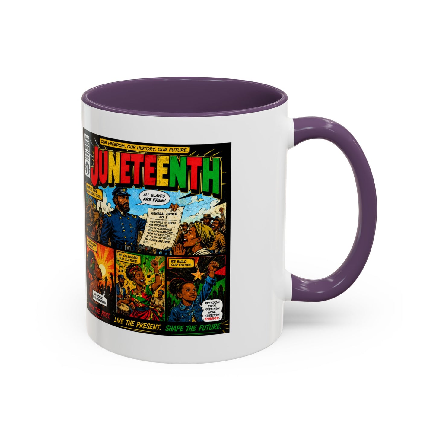 Juneteenth Comic Art Coffee Mug — Celebratory Black History Accent Mug