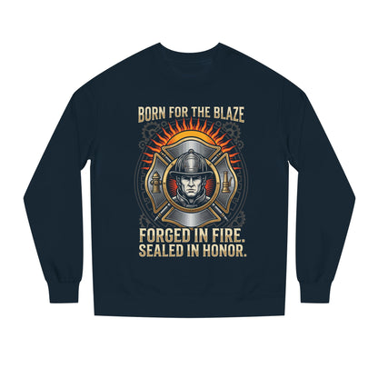Firefighter Emblem Sweatshirt — "Born for the Blaze, Forged in Fire" Crewneck