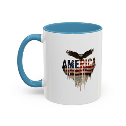America Eagle Flag Accent Coffee Mug – Patriotic 11/15oz Ceramic