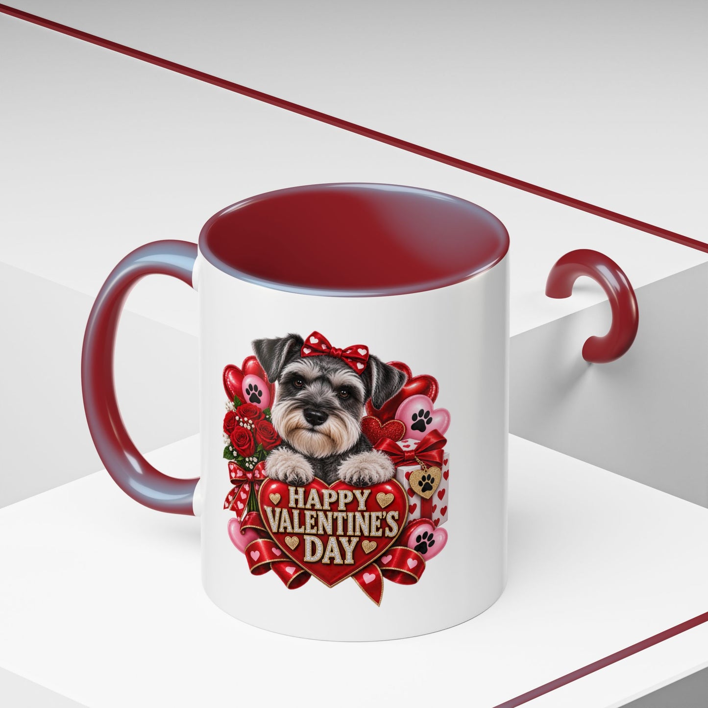 Valentine’s Day Dog Coffee Mug — "Happy Valentine’s Day" Accent Mug