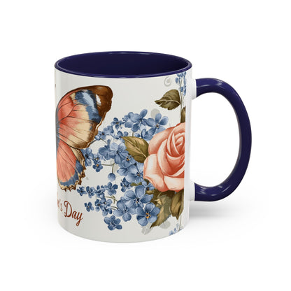 Mother's Day Butterfly Coffee Mug - 'Happy Mother's Day' Floral Accent Mug