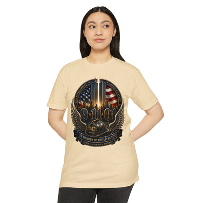 9/11 Memorial T-Shirt — In Memory of the Lives Lost Patriotic Firefighter Tribute