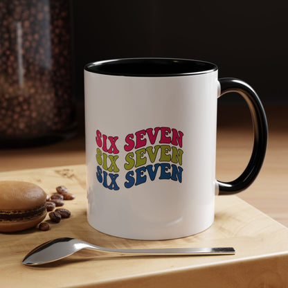 Six Seven Retro Accent Coffee Mug — Colorful 11/15oz Ceramic Tea Cup