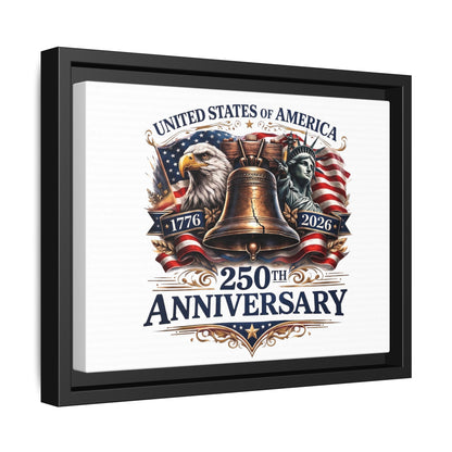 250th Anniversary Framed Canvas - United States of America Patriotic Liberty Bell Print