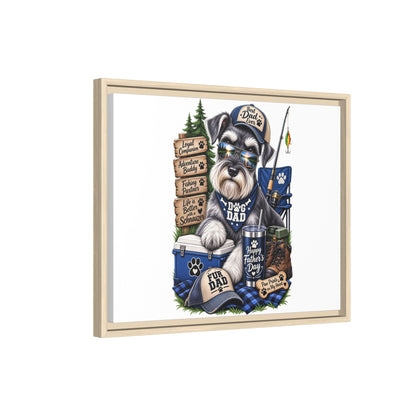 Dog Dad Schnauzer Father's Day Framed Canvas Wall Art — Fishing & Camping Pet Gift