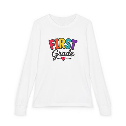 First Grade Kids Long Sleeve Tee — Colorful Back-to-School Shirt