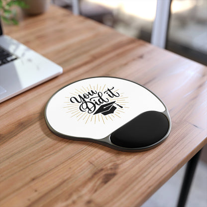Graduation Mouse Pad with Wrist Rest — "You Did It" Cap Design