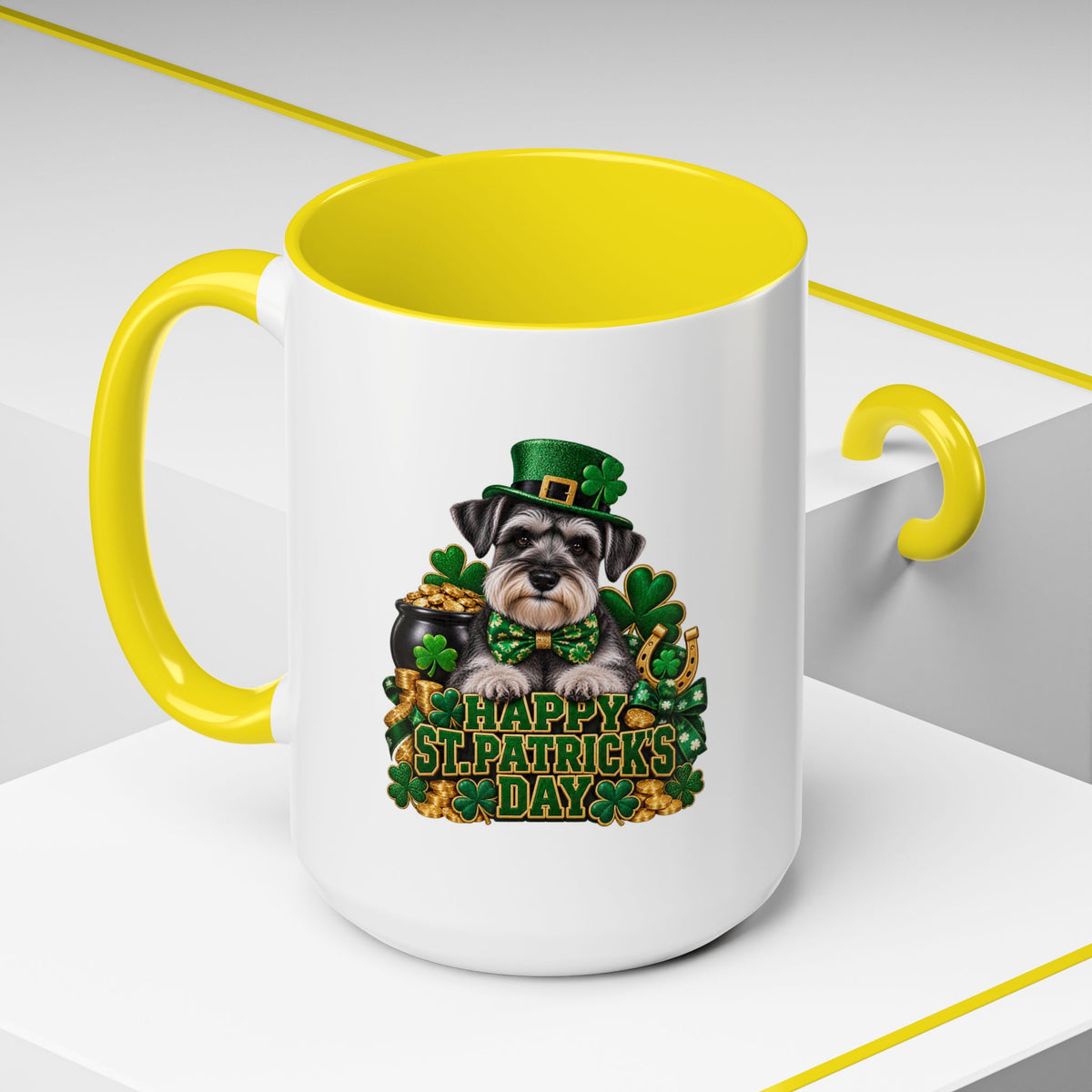 St. Patrick's Day Schnauzer Coffee Mug – Happy St. Patrick's Day Accent Mug