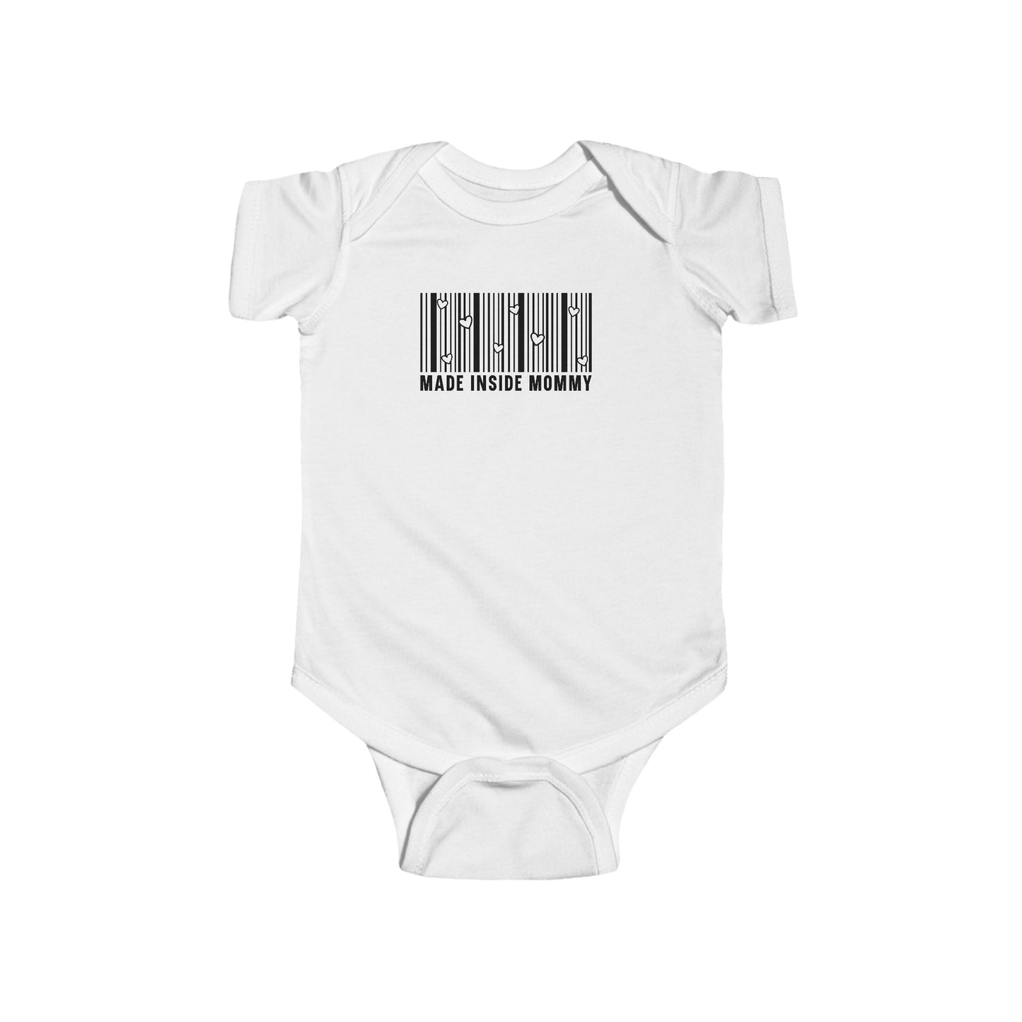 Made Inside Mommy Baby Bodysuit — Funny Barcode Infant Onesie