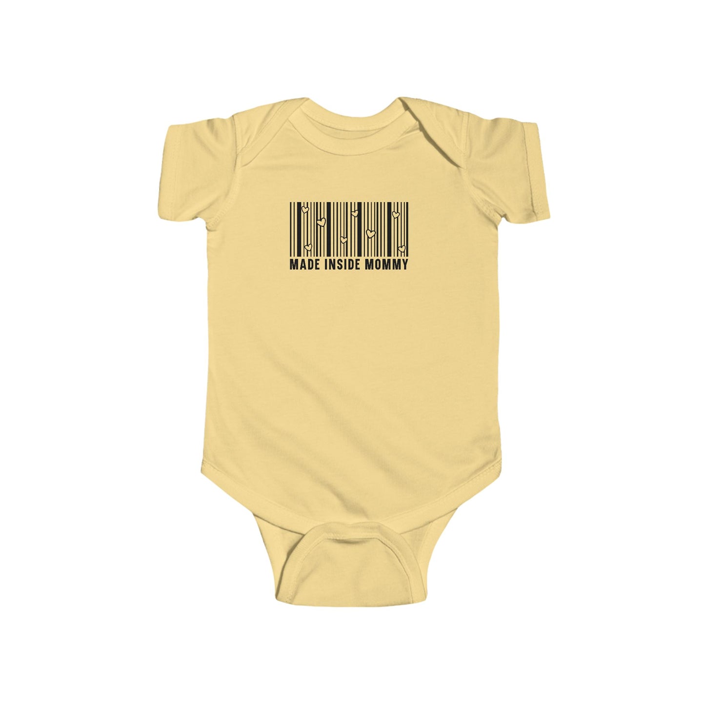Made Inside Mommy Baby Bodysuit — Funny Barcode Infant Onesie