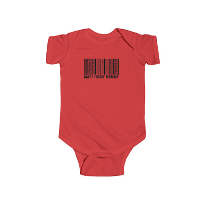 Made Inside Mommy Baby Bodysuit — Funny Barcode Infant Onesie