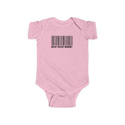 Made Inside Mommy Baby Bodysuit — Funny Barcode Infant Onesie
