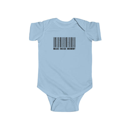 Made Inside Mommy Baby Bodysuit — Funny Barcode Infant Onesie