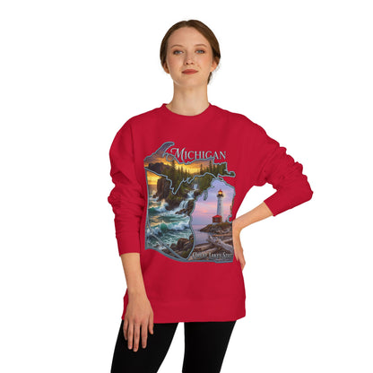 Michigan Lakes State Sweatshirt — Lighthouse & Great Lakes Scenic Pullover