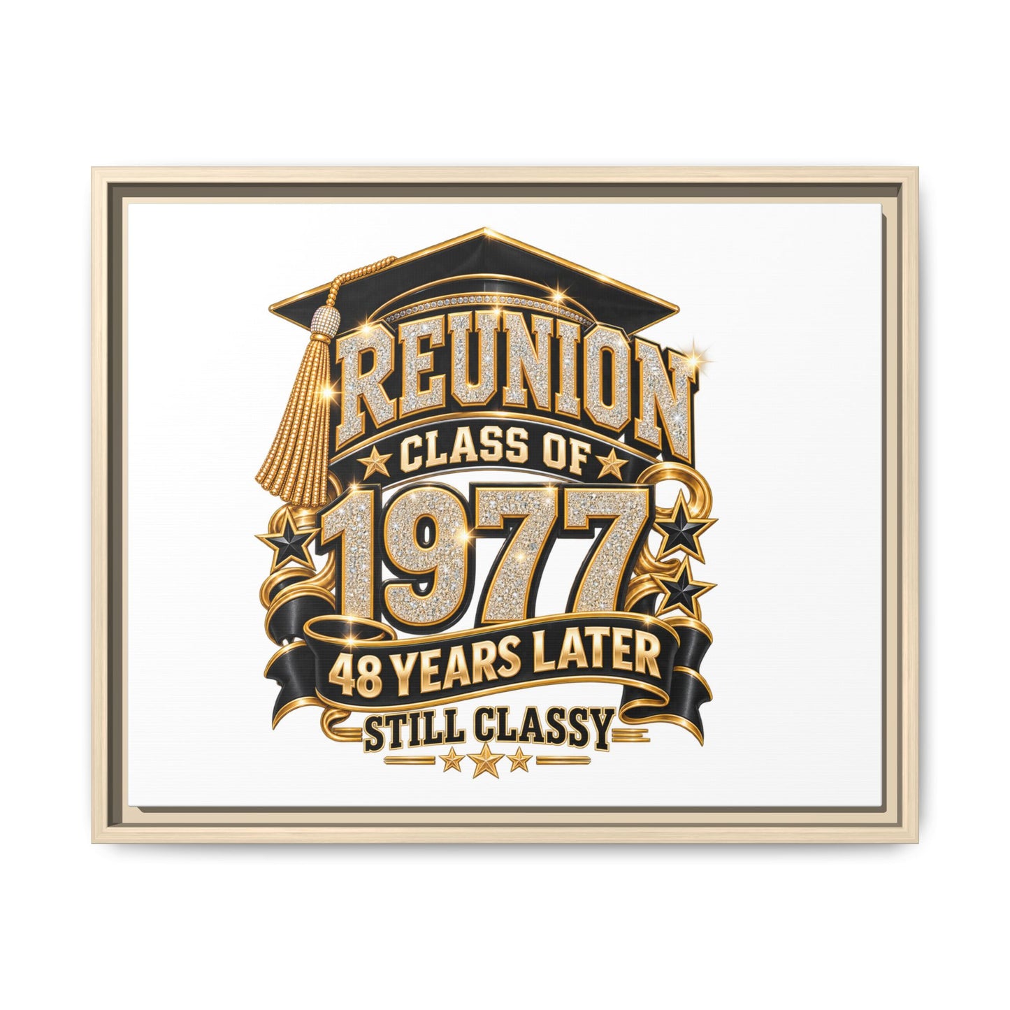 Reunion Class of 1977 Framed Canvas - "48 Years Later Still Classy"