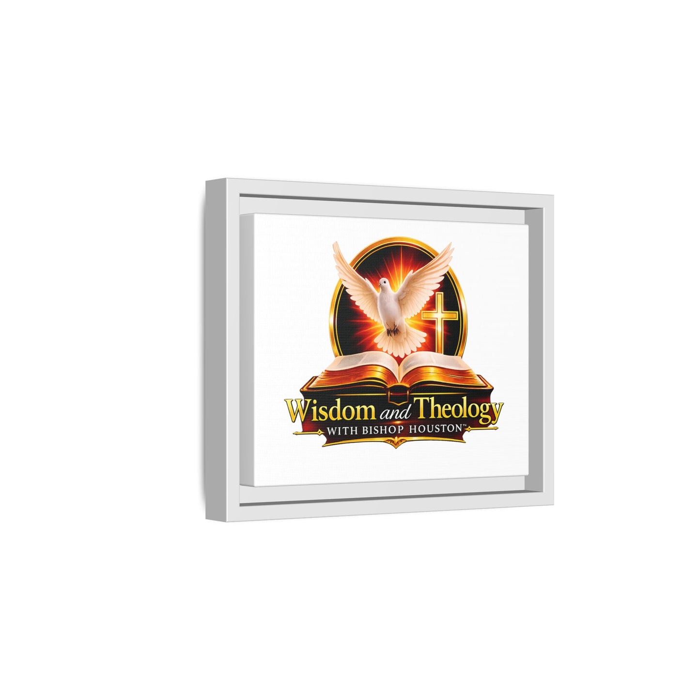 Framed Canvas Print — "Wisdom and Theology" Dove & Bible Wall Art