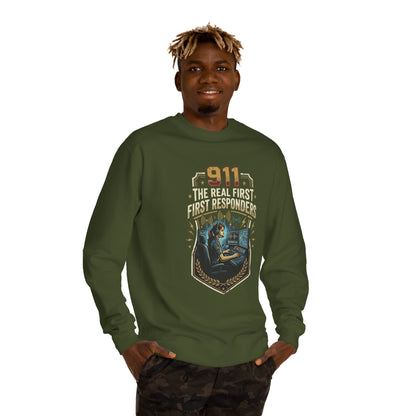 911 Dispatcher Crewneck Sweatshirt — “The Real First Responders” Tribute