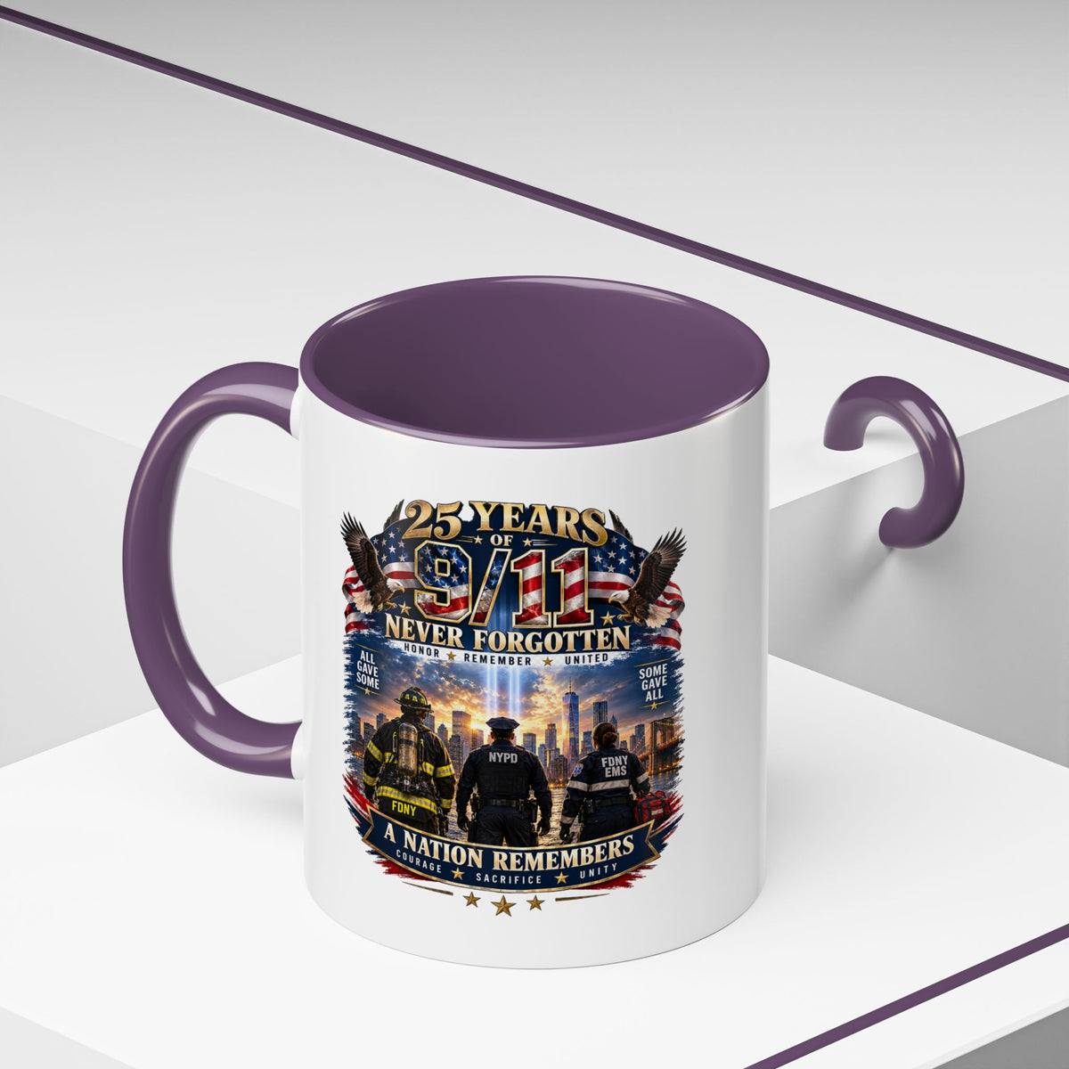 11oz/15oz Coffee Mug — 25 Years of 9/11 Never Forgotten Memorial Design