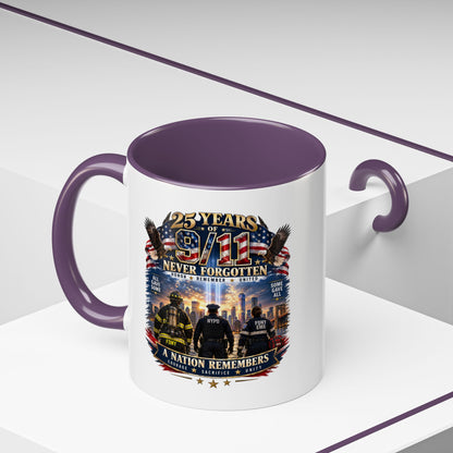 11oz/15oz Coffee Mug — 25 Years of 9/11 Never Forgotten Memorial Design