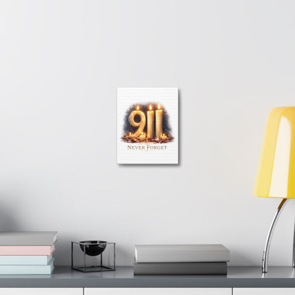 9/11 Never Forget Candle Memorial Stretched Canvas