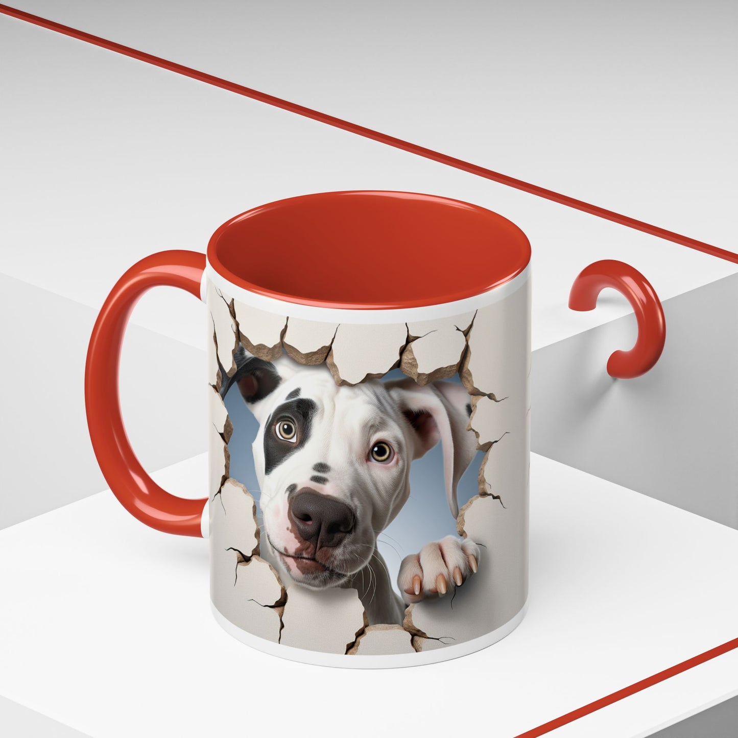 Pit Bull Peekaboo Accent Coffee Mug – Funny Dog Face Tear Design (11/15oz)