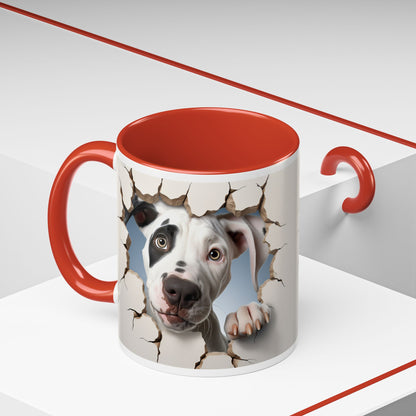 Pit Bull Peekaboo Accent Coffee Mug – Funny Dog Face Tear Design (11/15oz)