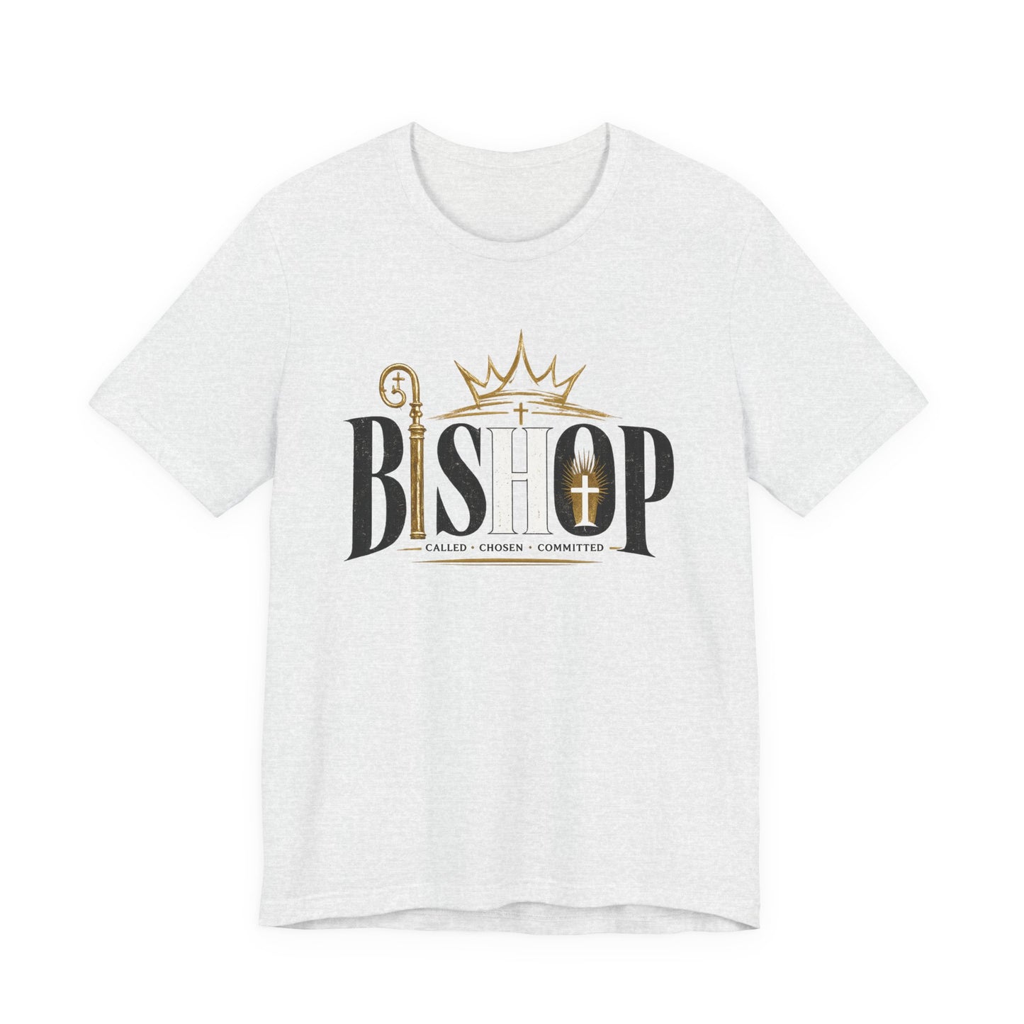 Bishop Graphic Tee — 'BISHOP' Crown & Crosier Church Leadership Shirt