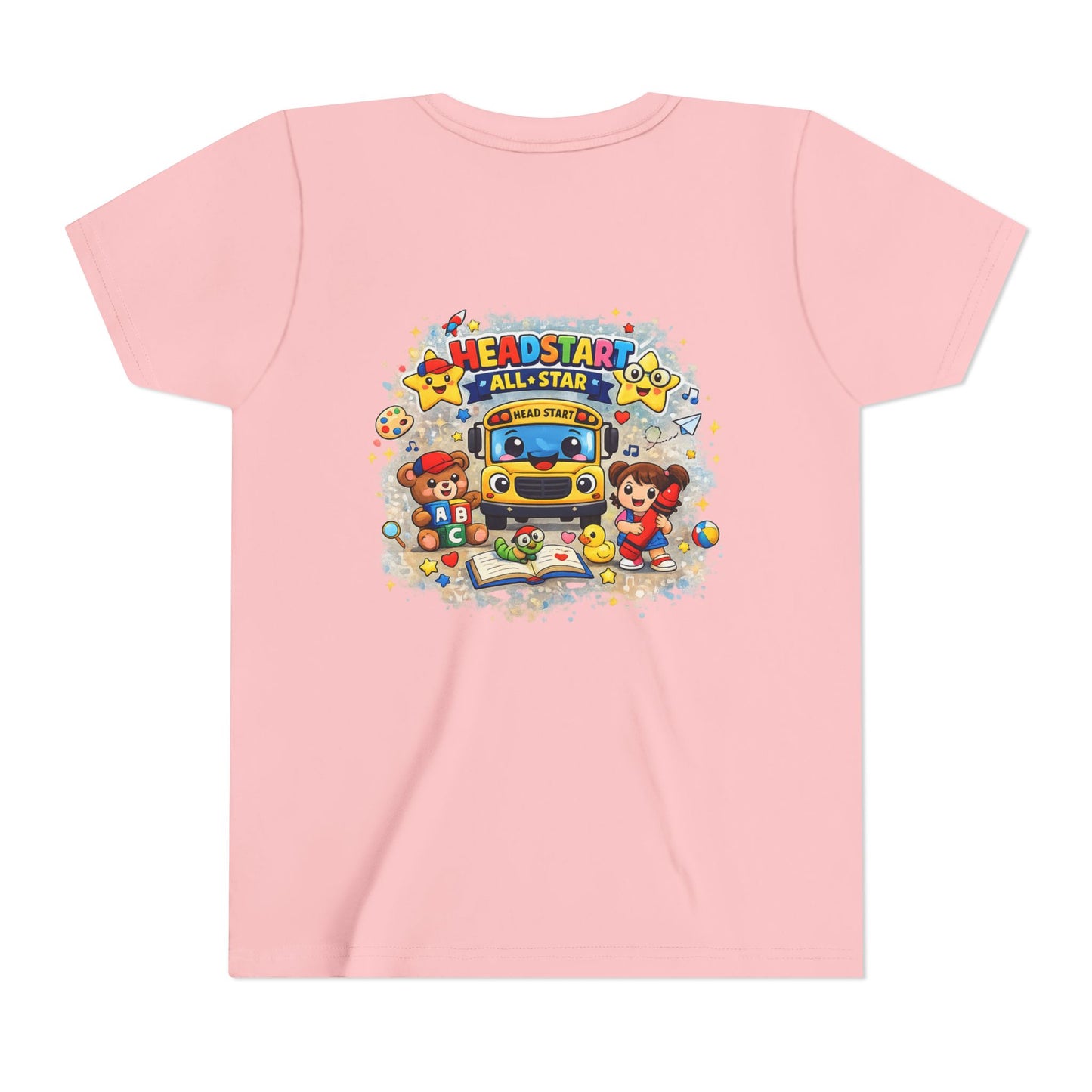 Youth Tee — "Headstart All-Star" Cute School Bus & Characters Back-to-School Shirt