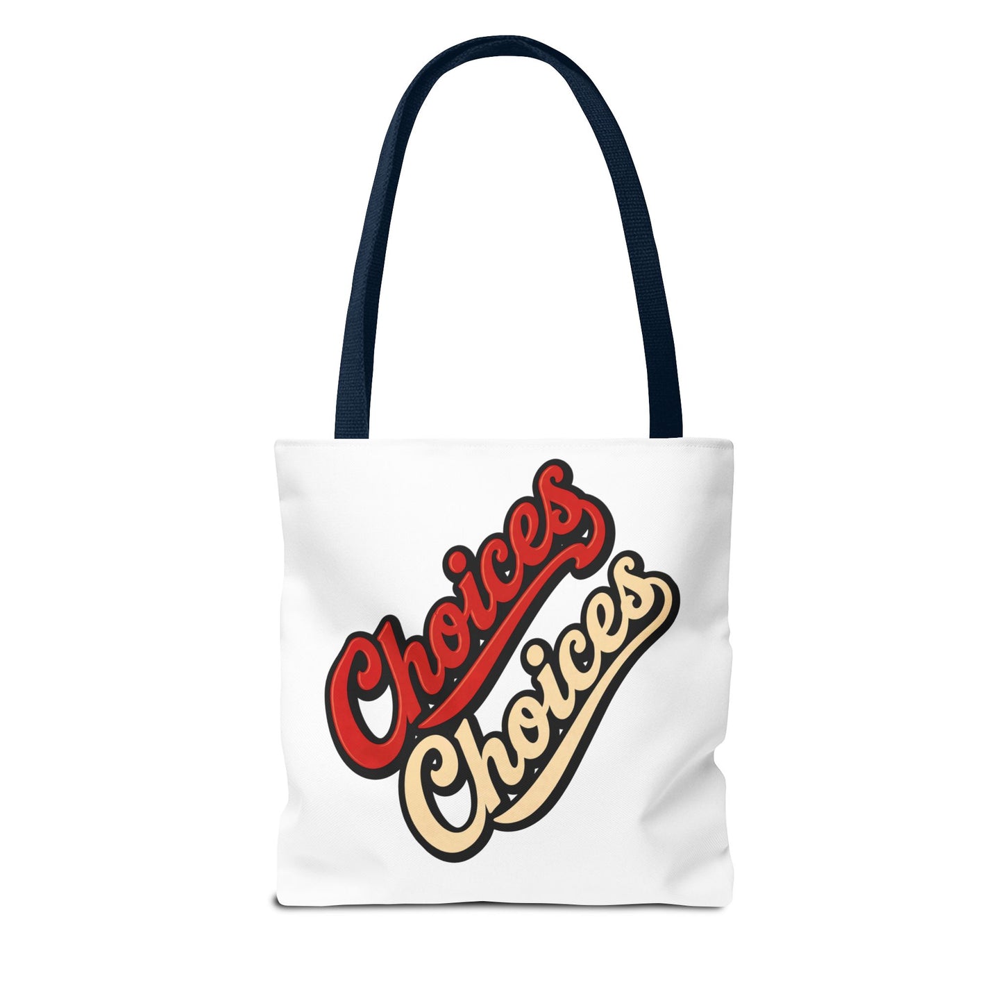 Choices Retro Script Tote Bag — Vintage Two-Tone Typography Canvas Tote