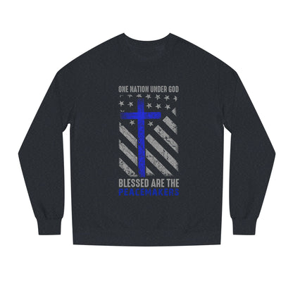 Blessed Are The Peacemakers Crewneck Sweatshirt — One Nation Under God Christian Flag Design