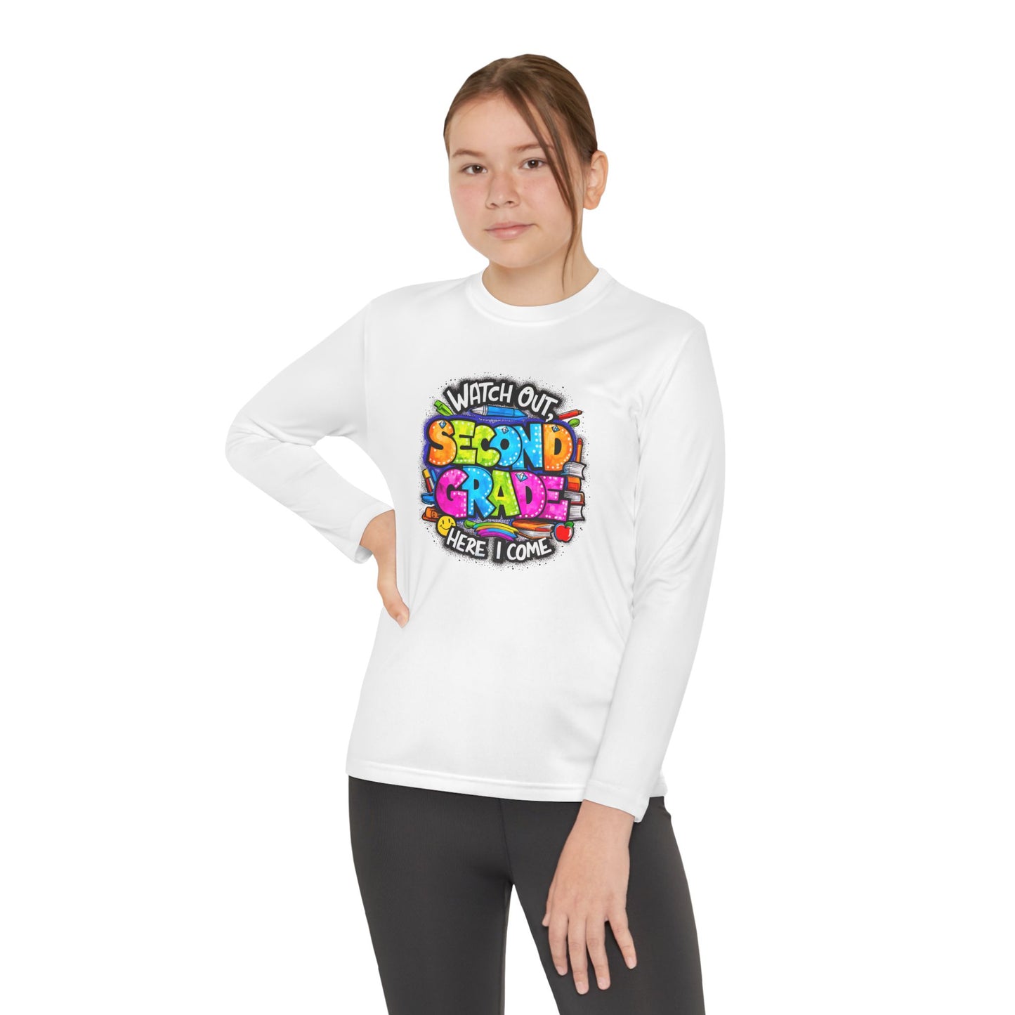 Second Grade Long Sleeve Tee — "Watch Out Second Grade Here I Come" Youth Shirt