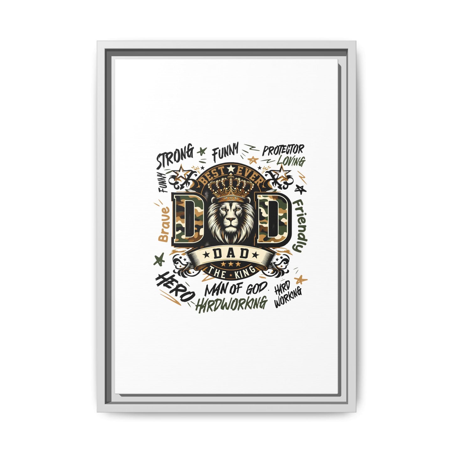 Framed Matte Canvas 'Best Ever DAD' Wall Art – Lion King Design, Father’s Day Gift