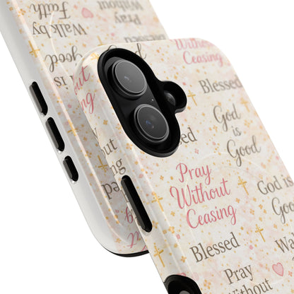 Christian Faith Magnetic Phone Case — "Pray Without Ceasing" Patterned Tough Case