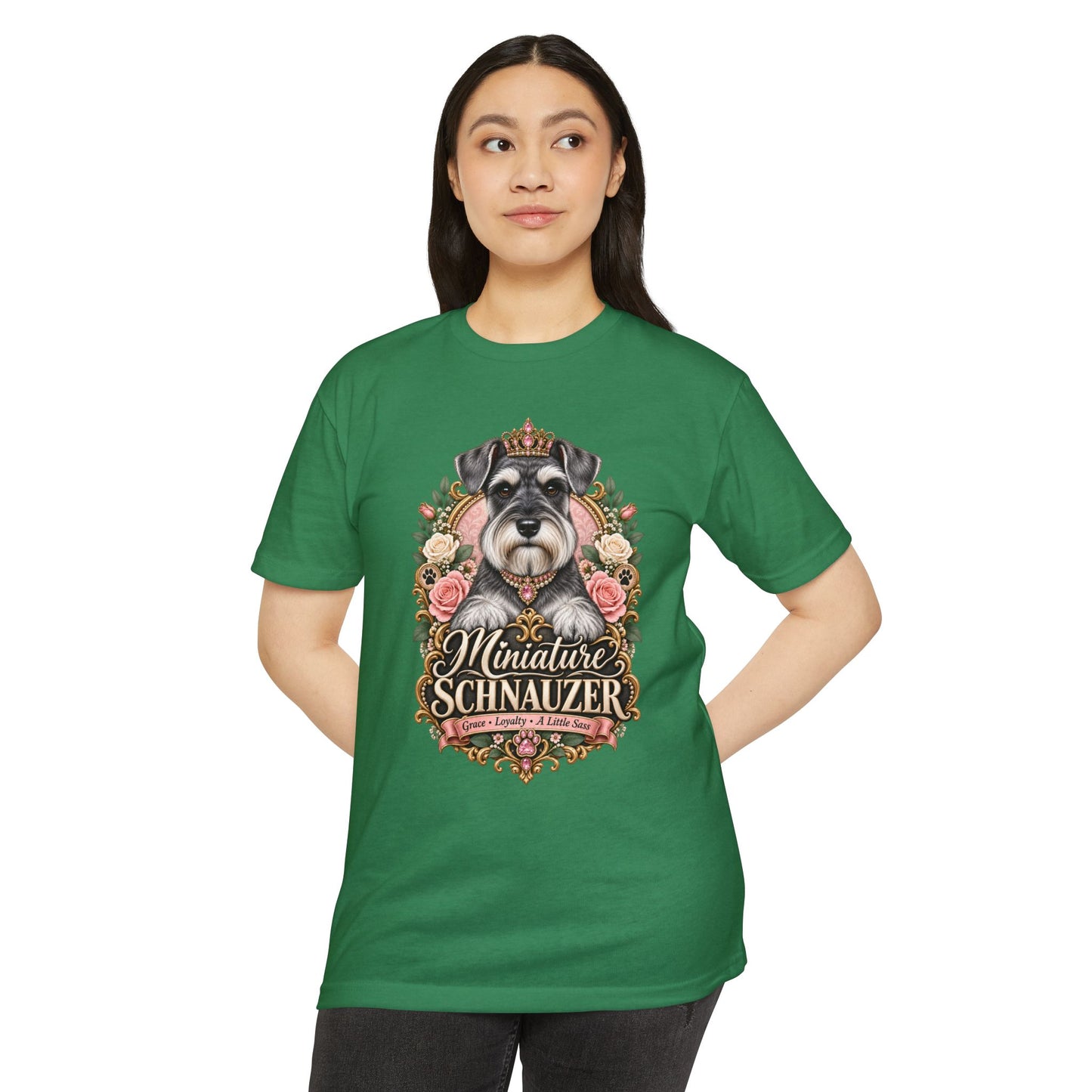 Miniature Schnauzer Floral Portrait T-Shirt