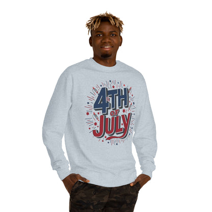 4th of July Crewneck Sweatshirt — Patriotic Fireworks Graphic