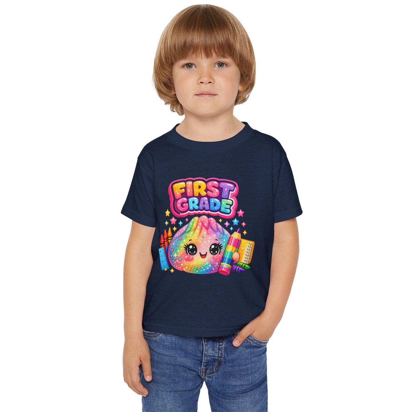 First Grade Toddler T‑Shirt — Cute Rainbow Squishie Back-to-School Tee