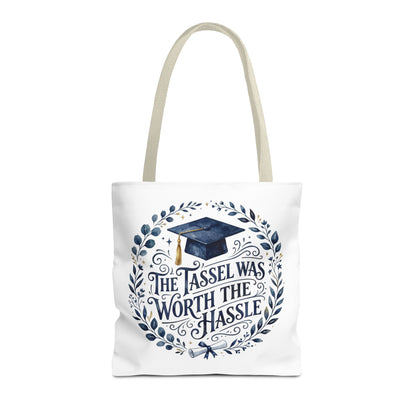 Graduation Tote Bag – “The Tassel Was Worth The Hassle” Cap & Wreath Graduation Gift Tote