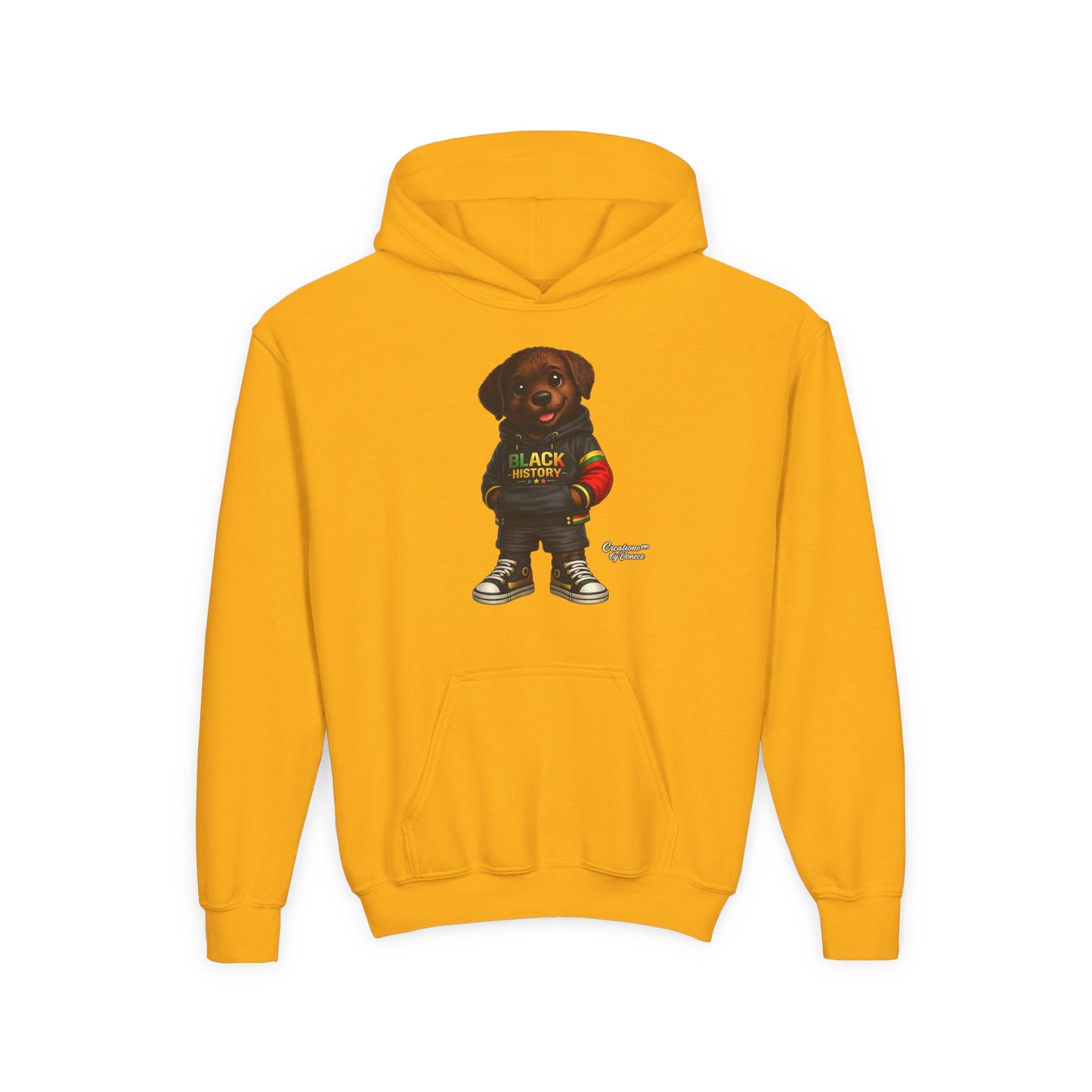 Youth Hoodie - Cute Rottweiler Puppy 'Black History' Graphic Sweatshirt for Kids