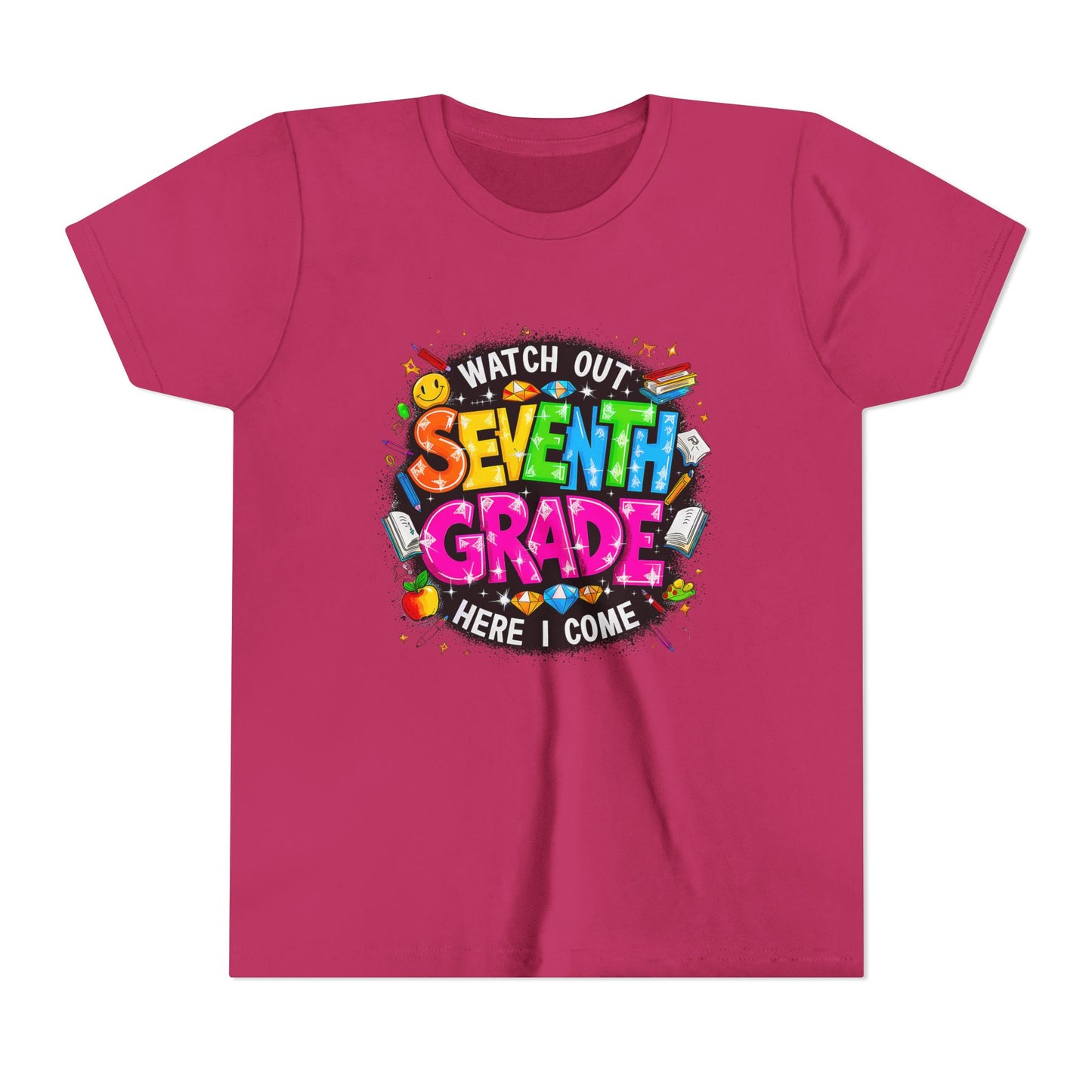 Seventh Grade Kids T‑Shirt — "Watch Out Seventh Grade Here I Come" Back‑to‑School Tee