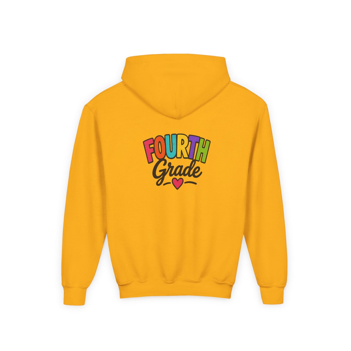 Fourth Grade Hoodie — Colorful Kids School Sweatshirt (“Fourth Grade” with Heart)
