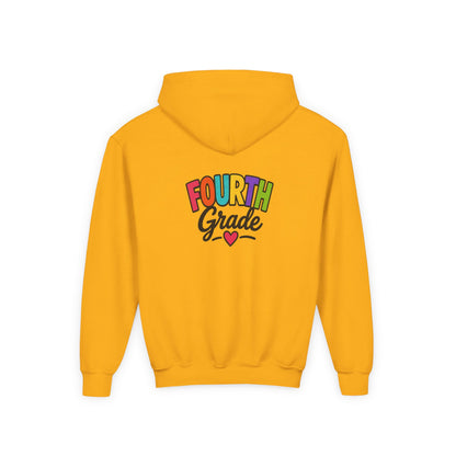 Fourth Grade Hoodie — Colorful Kids School Sweatshirt (“Fourth Grade” with Heart)