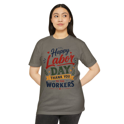 Labor Day T-Shirt — "Happy Labor Day Thank You to the Workers" Patriotic Holiday Tee