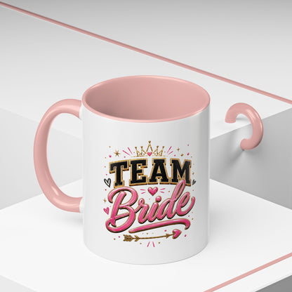 Team Bride Accent Coffee Mug — Pink & Gold Bachelorette Bridal Shower Gift (11/15 oz)