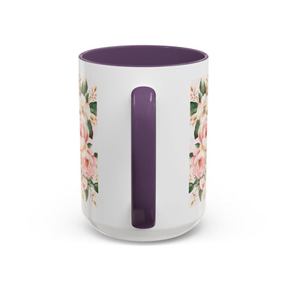 Mom Floral Accent Coffee Mug — Pink Roses Mother's Day Gift (11/15oz)