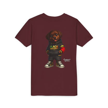 Youth Tee — Cute Puppy 'Black History' Graphic Shirt