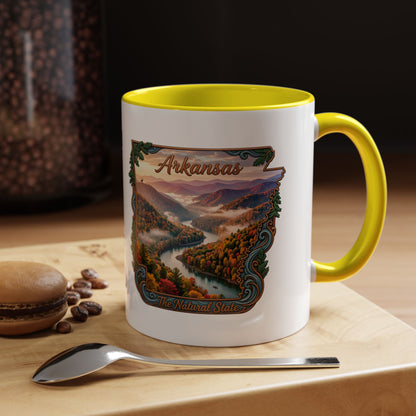 Arkansas Scenic Coffee Mug — Vintage State Map River Landscape (11/15 oz)