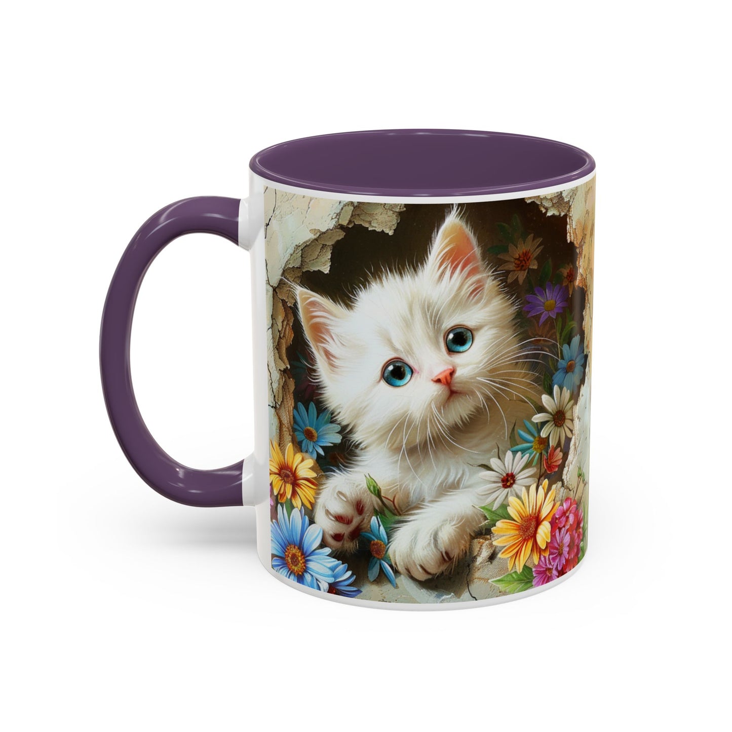 Cute Kitten Floral Accent Coffee Mug (11/15oz)