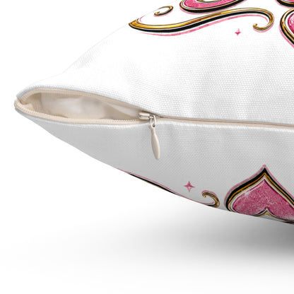 Bride Squad Decorative Pillow — Bachelorette Party Accent Cushion with Pink Diamond Design