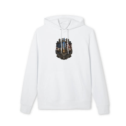 First Responder Tribute Hoodie — American Flag, Thin Blue & Gold Line Memorial Design