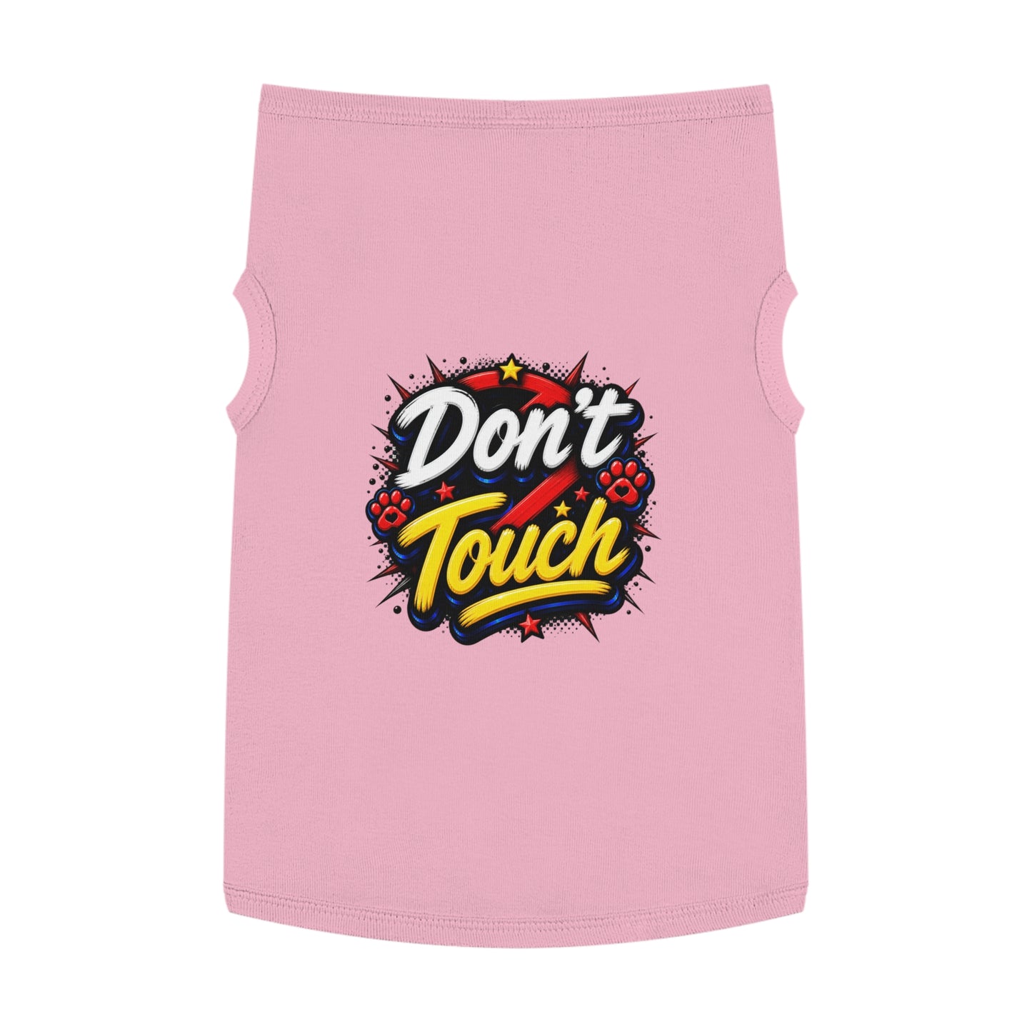 Pet Tank Top - "Don't Touch" Graphic Dog/Cat Shirt with Bold Paw Print Design